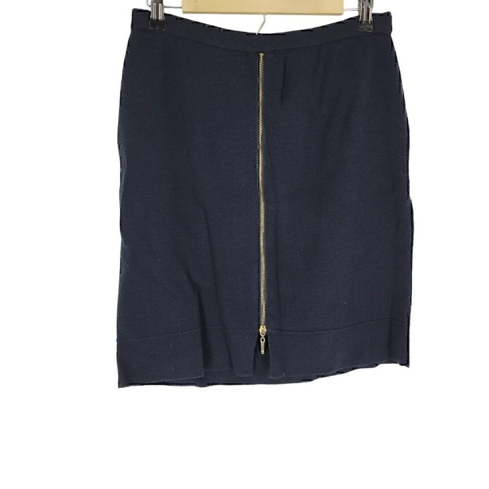 Vittadaini Sport Wool Blend Black Knee Length Knit Skirt Zip Front Large